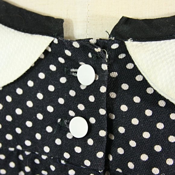 Vintage Dune Deck Polka Dot Back Button Scallop Babydoll Top 1960s Maternity M L - Picture 6 of 8